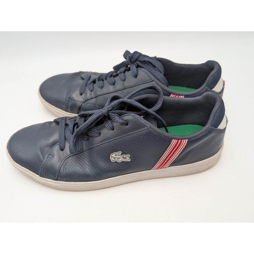 Lacoste Sneakers Mens 10.5 Navy Renard COR SPM Leather Sport Low Top Perforated‎